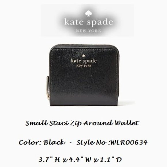 ♠️ Kate Spade ♠️ Staci Small Black Zip Around Wallet🌸 - Picture 4 of 7